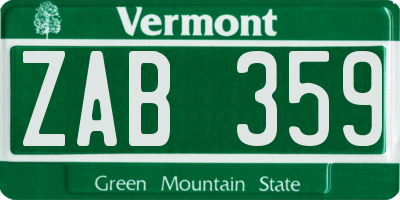 VT license plate ZAB359