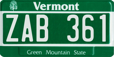 VT license plate ZAB361