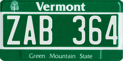 VT license plate ZAB364