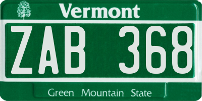 VT license plate ZAB368
