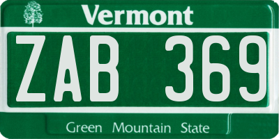 VT license plate ZAB369