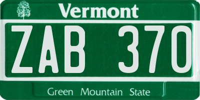 VT license plate ZAB370