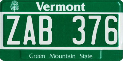 VT license plate ZAB376