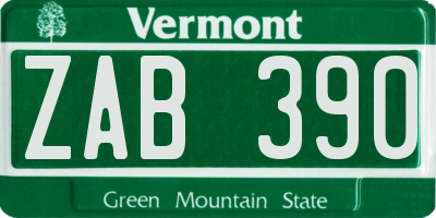 VT license plate ZAB390