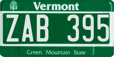 VT license plate ZAB395