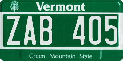 VT license plate ZAB405