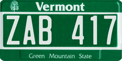 VT license plate ZAB417
