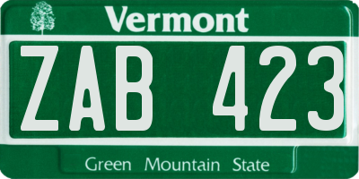 VT license plate ZAB423