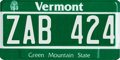 VT license plate ZAB424