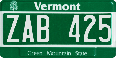 VT license plate ZAB425