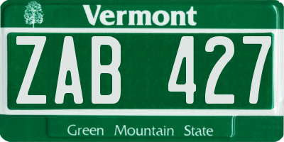 VT license plate ZAB427