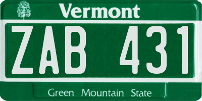 VT license plate ZAB431