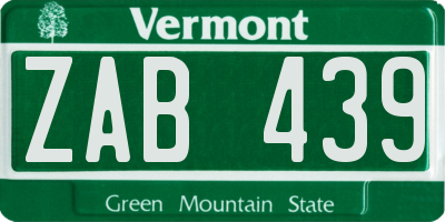 VT license plate ZAB439