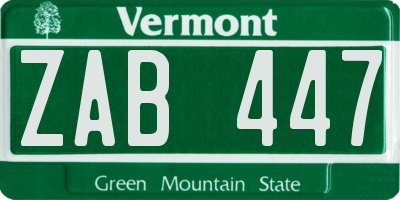 VT license plate ZAB447