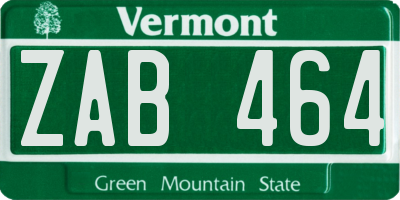 VT license plate ZAB464