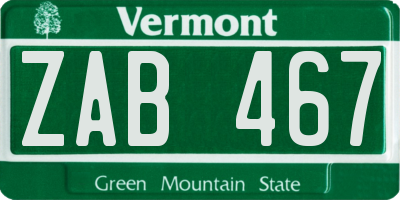 VT license plate ZAB467