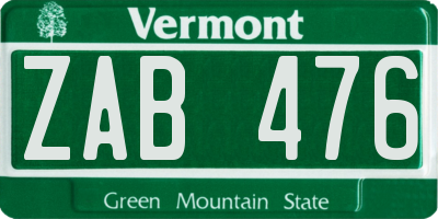 VT license plate ZAB476