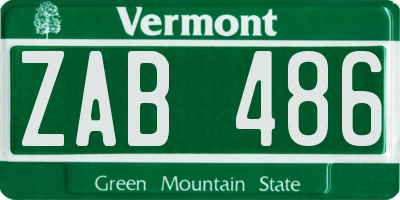VT license plate ZAB486