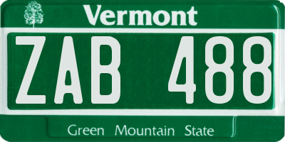 VT license plate ZAB488