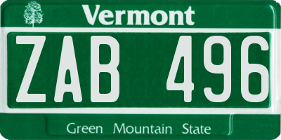 VT license plate ZAB496