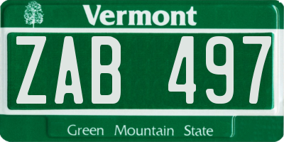 VT license plate ZAB497