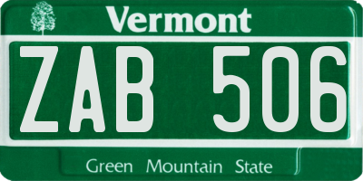 VT license plate ZAB506
