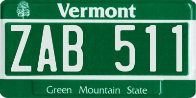 VT license plate ZAB511