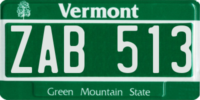 VT license plate ZAB513