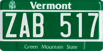 VT license plate ZAB517