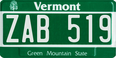 VT license plate ZAB519