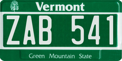 VT license plate ZAB541