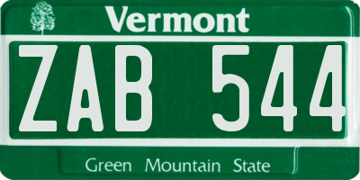 VT license plate ZAB544