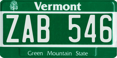 VT license plate ZAB546