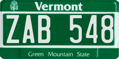 VT license plate ZAB548