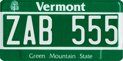 VT license plate ZAB555