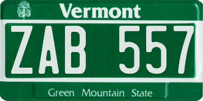VT license plate ZAB557