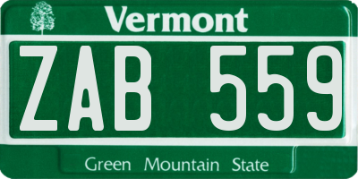 VT license plate ZAB559