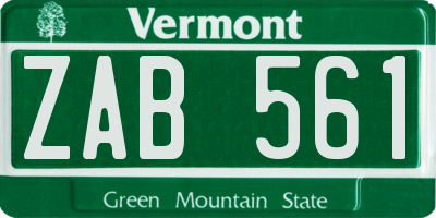 VT license plate ZAB561