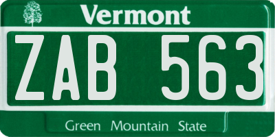 VT license plate ZAB563