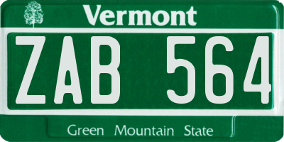 VT license plate ZAB564