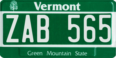 VT license plate ZAB565