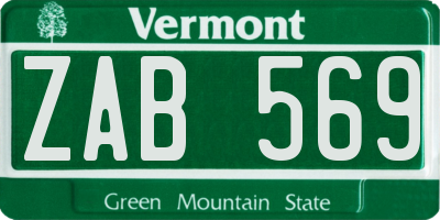 VT license plate ZAB569