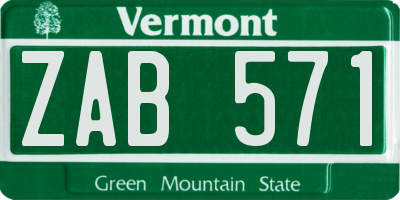 VT license plate ZAB571