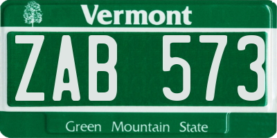 VT license plate ZAB573