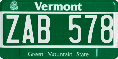 VT license plate ZAB578