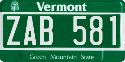 VT license plate ZAB581