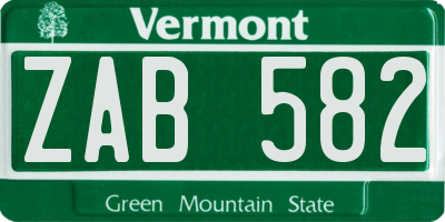 VT license plate ZAB582