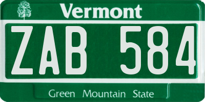 VT license plate ZAB584