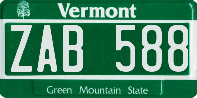 VT license plate ZAB588