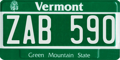VT license plate ZAB590